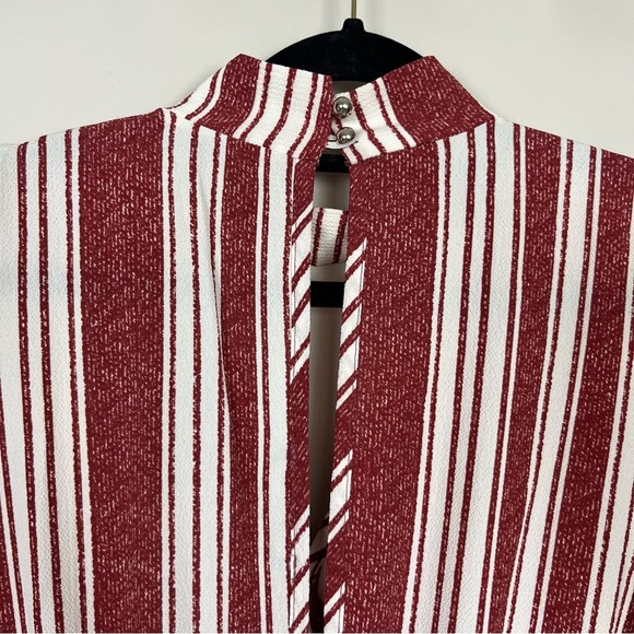 DAYLIGHT STRIPED SLEEVELESS JUMPSUIT CUT OUT NECKLINE IN RED & WHITE SIZE SMALL - Picture 13 of 16